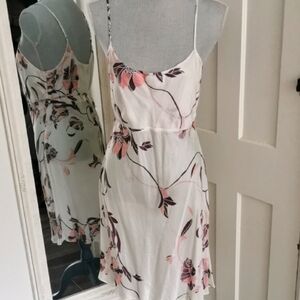 Vintage floral silk slipdress, lingerie, nighty, beachy, boho. Size M